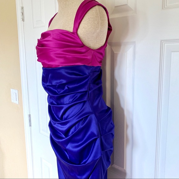 Suzi Chin by Maggy Boutique Purple Ruched Dress 10 - Picture 3 of 8